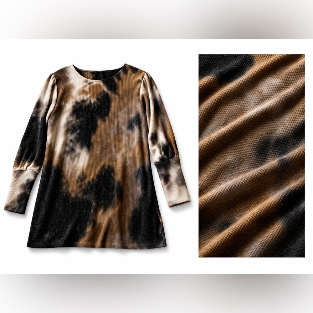 Anthropologie Tie Dye Tunic Top Boho Lagenlook Puff Sleeve Oversized High Low, L